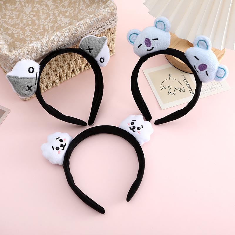 Bt21 Cartoon Cute Plush Doll Headband Suitable For Daily Use Girl'S Hair Accessory Anime Peripheral Decoration Birthday Gift