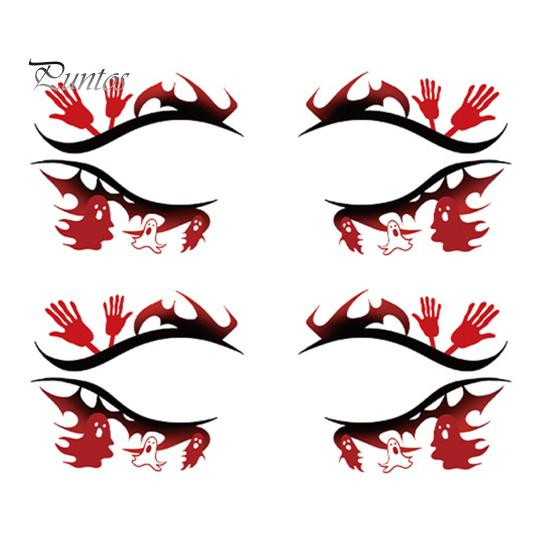 Cosmetic Transfers for Adults 2 Pairs Halloween Eye Tattoo Stickers, Waterproof Temporary Face Decals with Ghostly Decorations Pumpkin Bat Spider Web,