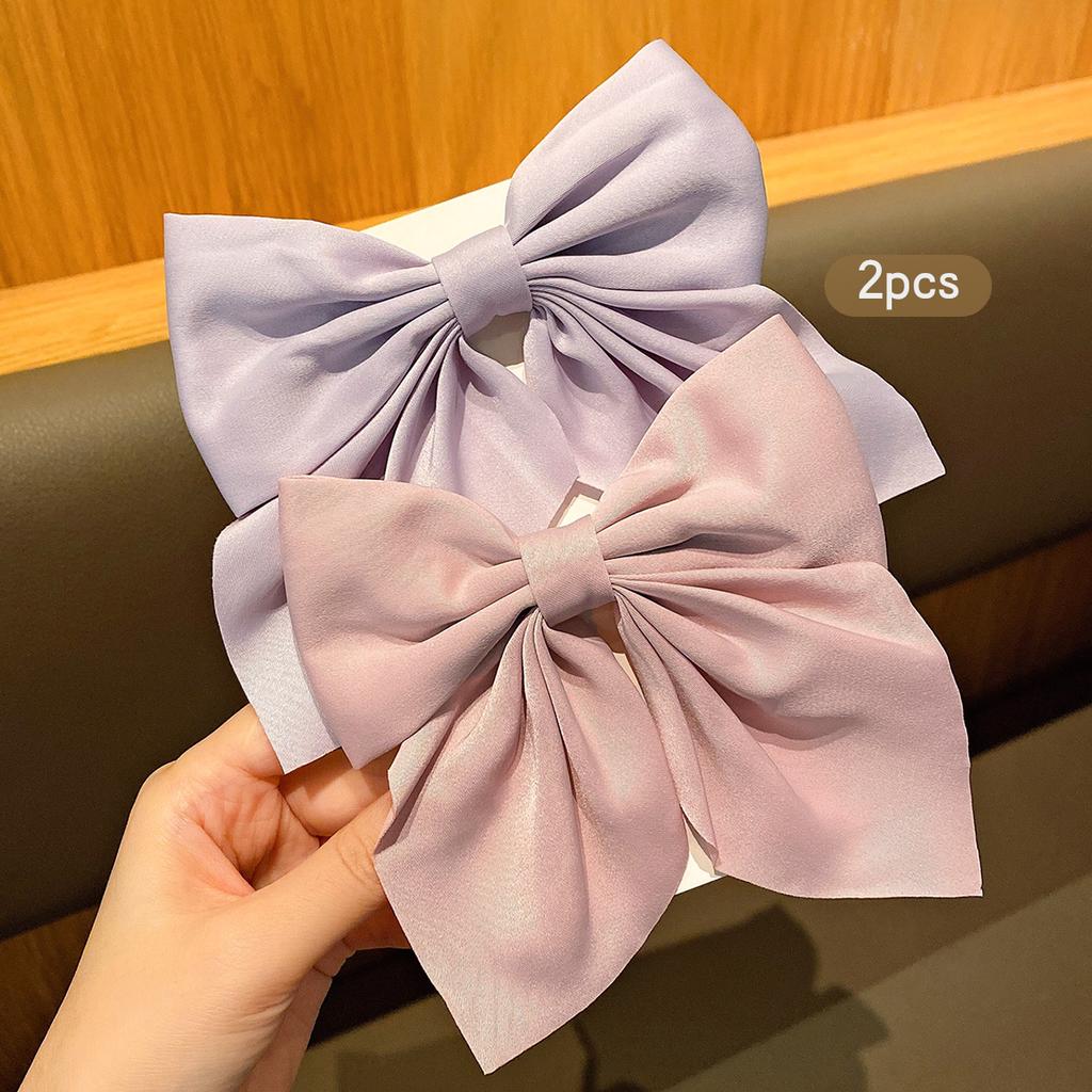 2 Pink Purple Bow Hair Clips Suitable for Daily Hair Accessories