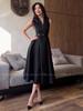 2026 Spring Women's Solid Color Sleeveless Lapel Dress - Slimming, Elegant, and Waist-cinching with a Flared Hem