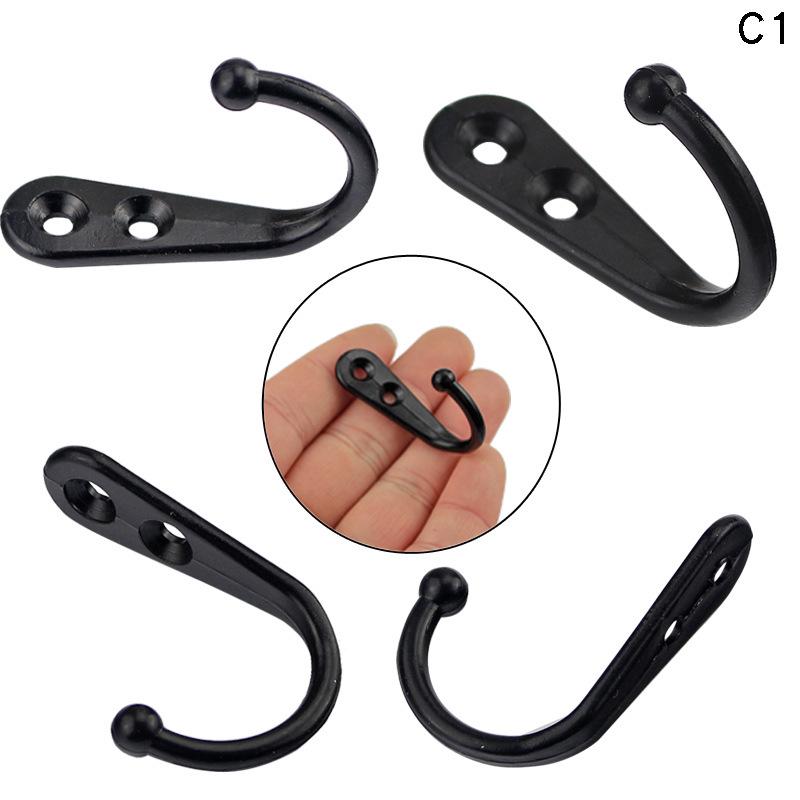 Antique Black Zinc Alloy Double-Hole Coat Hook 43x29