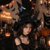 Gothic Lolita Witch Hat Tall Pointed Cone Top Women's Wizard Cap Halloween Hat  Masquerade Ball