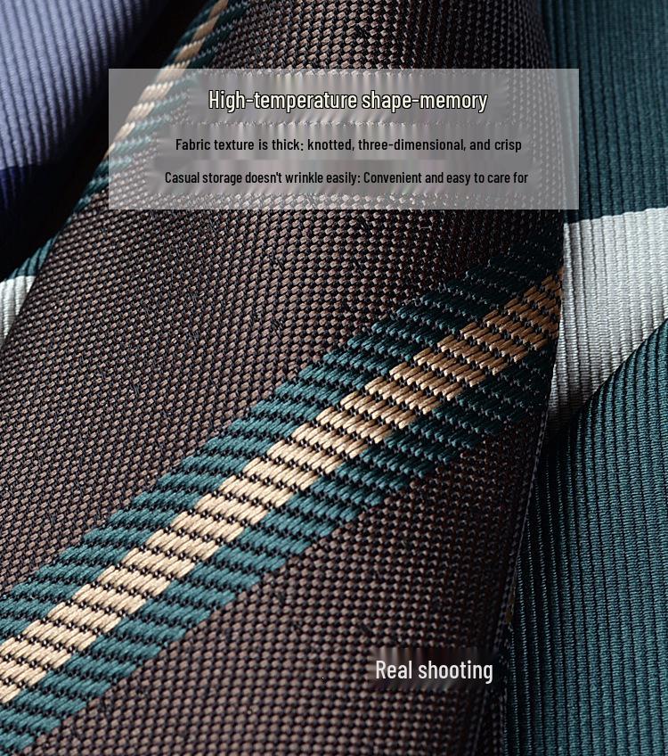 Versatile Retro Striped Tie for Men - Hand-Knotted British Korean Style In Brown, Green, and Blue for Business and Formal Wear.