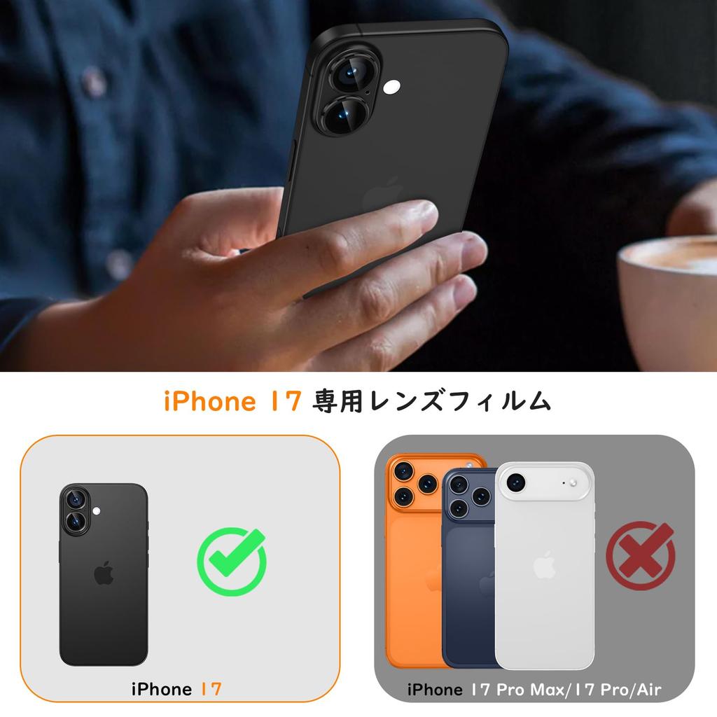 Woxuyee Camera Film for iPhone 17 Full 9H Tempered Aluminum No Flash Black Ultra High Scratch Black - Protection, Glass, Alloy, Shockproof,