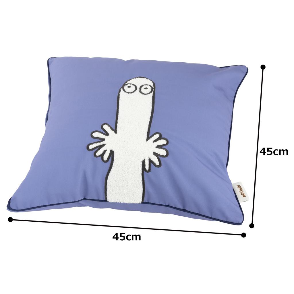 MORIPiLO Moomin & Hattifatteners Cushion Cover, Embroidered, 45x45cm, Navy, Cute Interior Decor, Scandinavian Style, Stylish Gift, Makura no Morishita