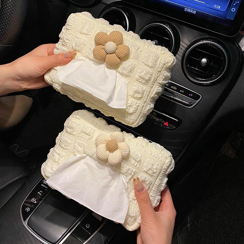 Car Tissue Box Fabric Tissue Box Car Seat Back Armrest Paper Box Tissue Bag Car Interior Decoration Accessories