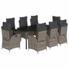 Vidaxl 9-Cz. Garden Furniture Set With Cushions, Grey, PE Rattan
