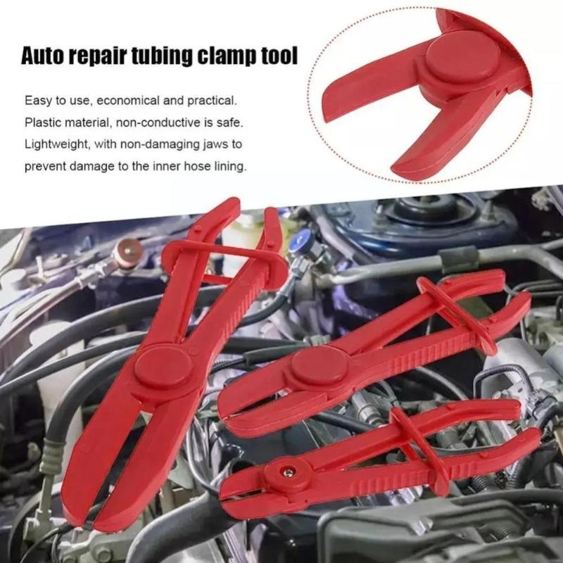 Hose Clamp Plier Tool Set, Hands Free Nylon Brake Fuel Water Line Clamp Pliers, Universal Auto Repair Tools for Car Pipeline Maintenance