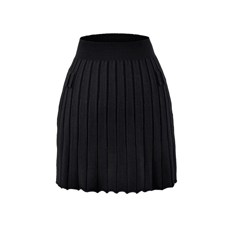 Elegant Korean Style A-Line Knit Skirt: High-Waisted, Slimming, Pleated, Versatile, Age-Reducing - Autumn/Winter 2025 Collection.