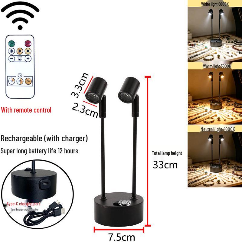 Remote-Controlled Long-Life Charging Spotlights for Jewelry Display Cases