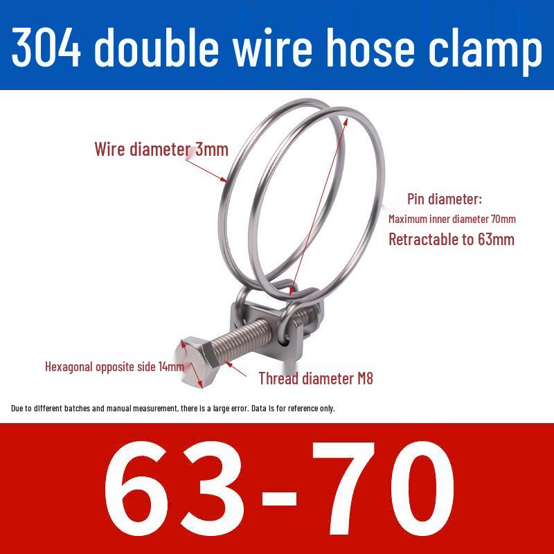 Doppeldraht-Schlauchschelle aus Edelstahl für Feuer-, Wasser-, Gasleitungen - Verdickt