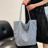 2025 summer bright double-sided plaid bag bright nylon small fresh daily niche large-capacity commuter bag