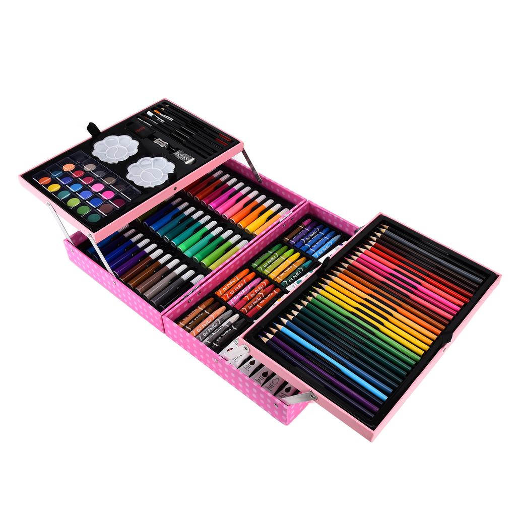 Drawing Art Box Washable Odorless Colorful Safe Pigment 2 Layer Aluminum Box Art Set