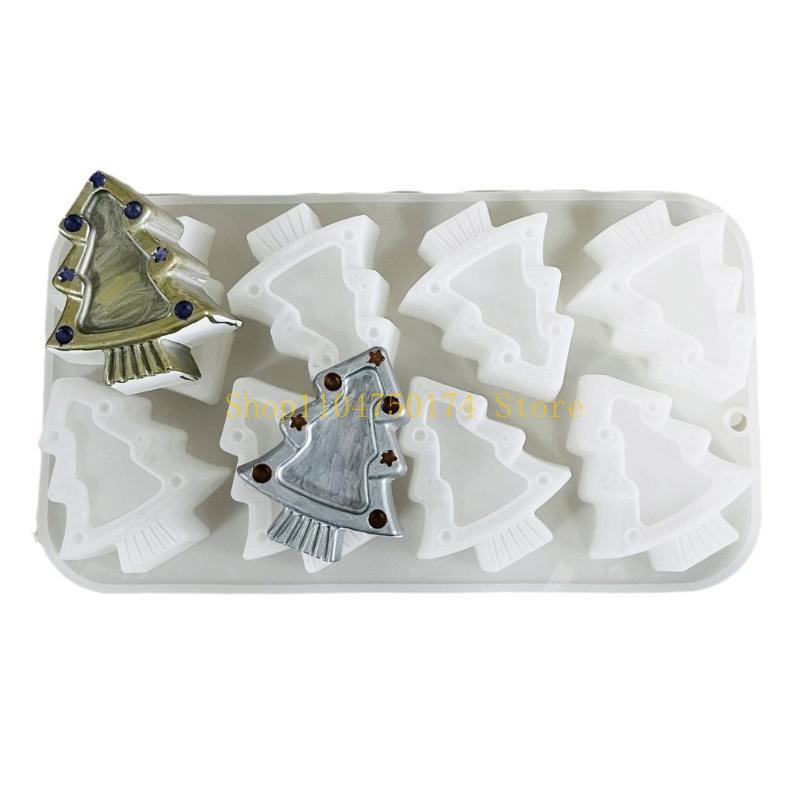 Candle Molds 8 Cavities Christmas Tree Silicone Molds Ornament Baking Molds Handmade Plaster Molds Castings Molds top sale China Mainland