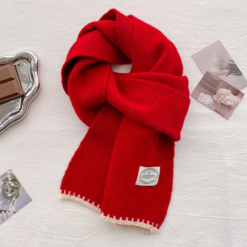 White wool versatile soft waxy knitted scarf women's winter warm long scarf casual couple