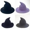 Black Knit Witch Hat With Large Brim And Sunshade Function For Cosplay And Seasonal Celebrations