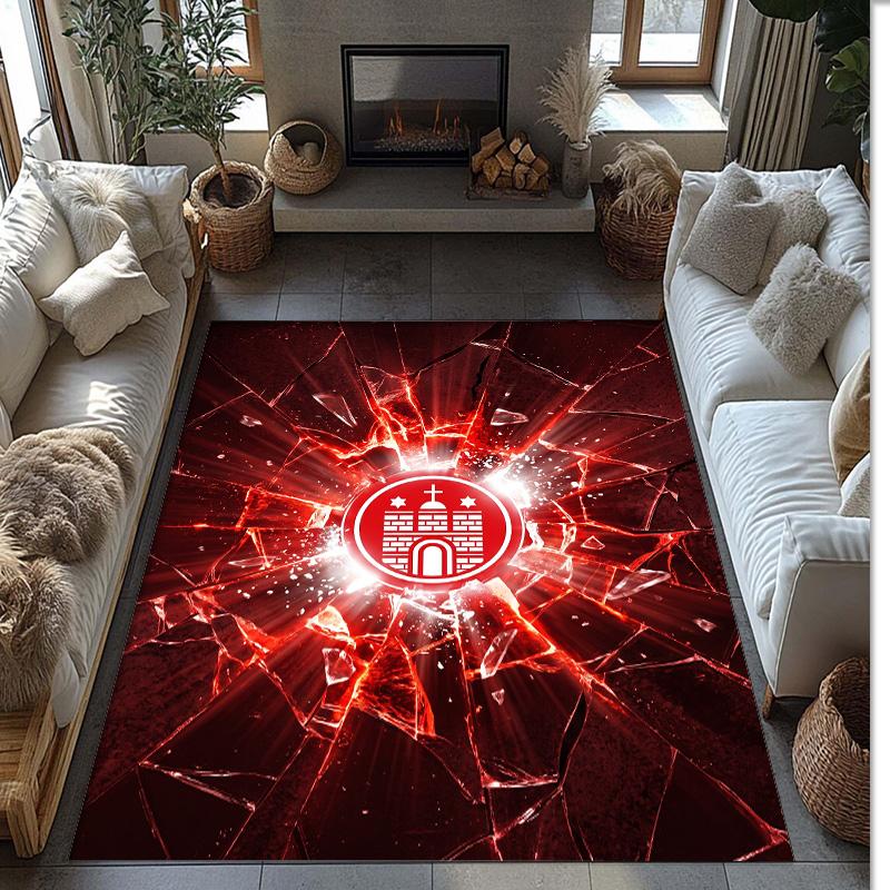 FC St. Pauli Football Print Crystal Velvet Rug, Comfortable Water Absorbent Non Slip Indoor Floor Carpet