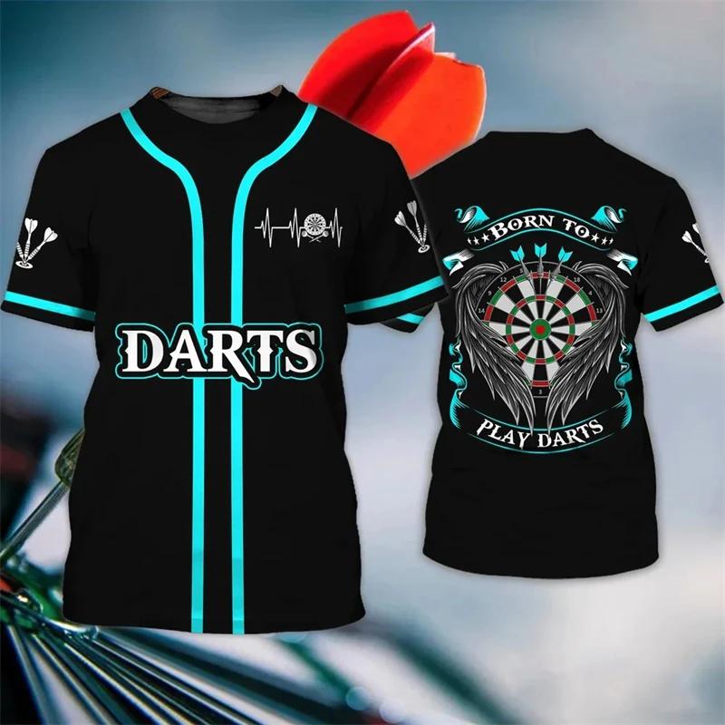 3D Darts Druck T-Shirt für Herren Neue Mode Schießspiel Rundhals Kurzarm Outdoor Sportbekleidung Oversized T-Shirt Männliche Kleidung