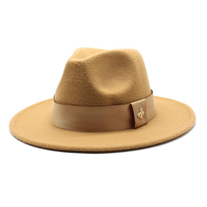 Autumn and Winter Big Eave Hat Fashion Woolen Top Hat Men's and Women's Woolen Panama Jazz Fedora