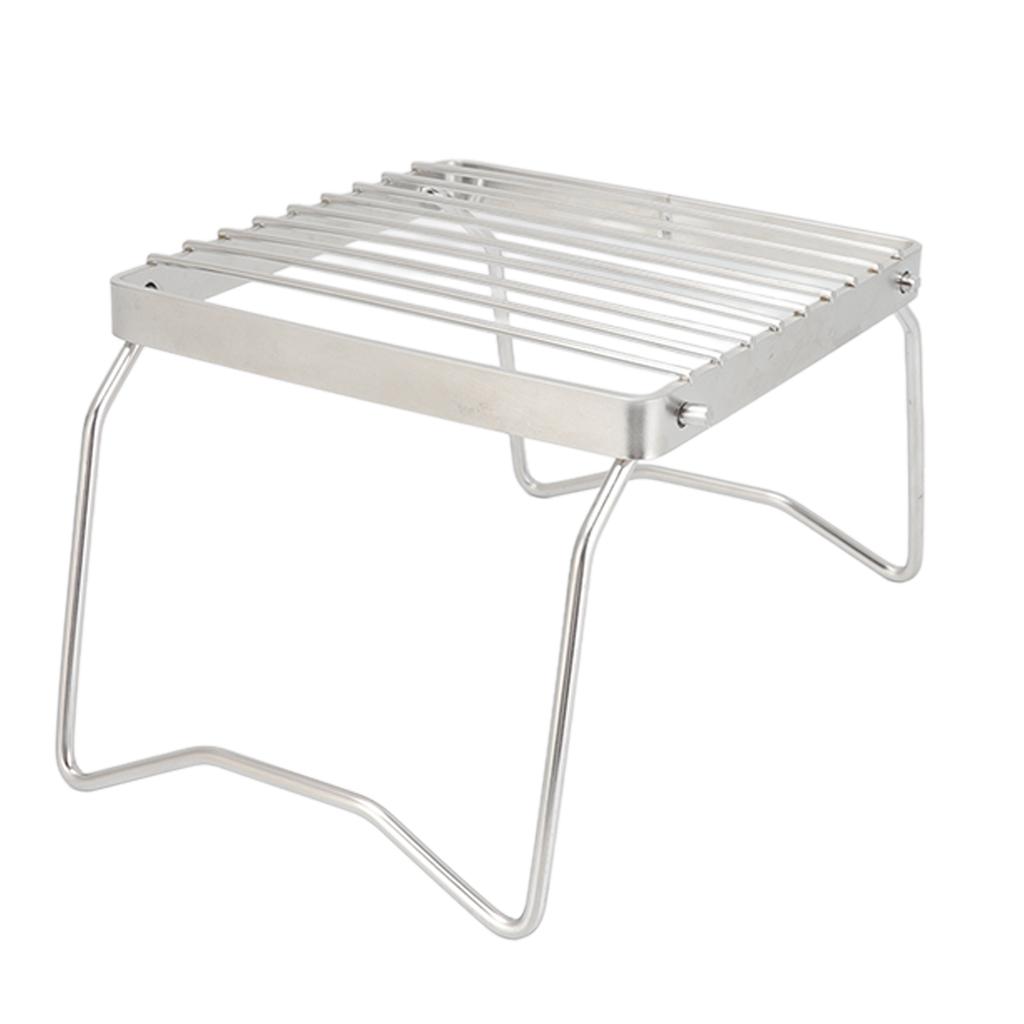 Folding Campfire Grill Stainless Steel Grid Shaped Camping Grill Grate Picnic QQB Grate for Outdoor