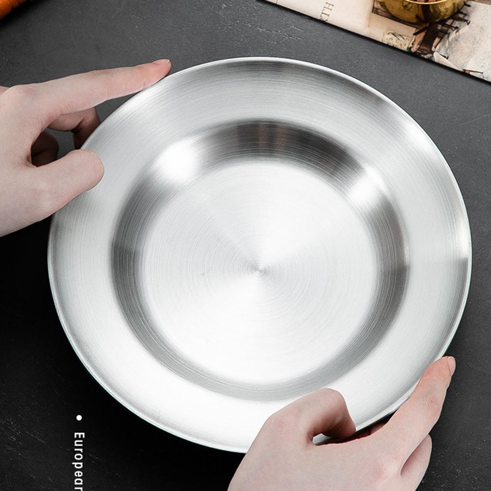 1PC Stainless Steel Plate 8in Ultra-Portable Dinnerware Metal Dinner Plates for Kids Toddlers Grate for Outdoor Camping Picnic
