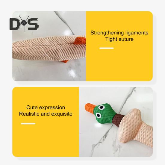 Jucărie interactivă pentru câini, rață, jucărie de mestecat, formă de rață, jucărie de umplutură pentru cățeluș, cu hârtie șifonată pentru câini mici, medii și mari