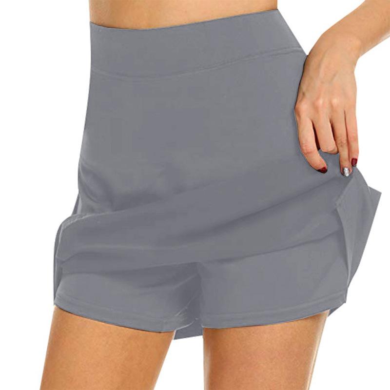 New Ladies Fashion Solid Color Short Skirt with Pockets Running Tennis Golf Gym Sports Training Skirt Shorts Plus Size Sports Shorts Skirt