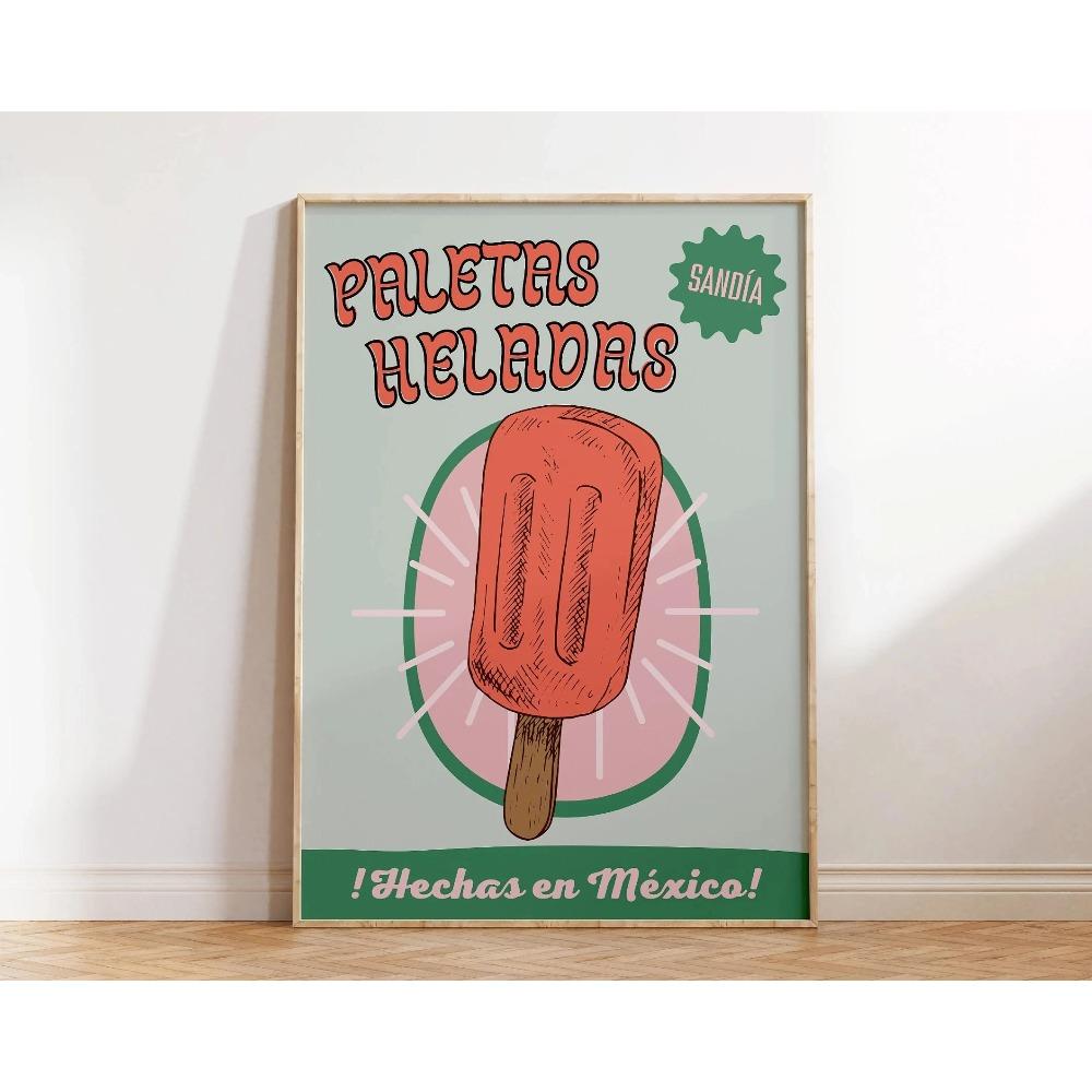Meksykański Plakat Artystyczny Napoje i Lody Tequila Minimalistyczny Vintage Dekoracja Ścienna Druk na Płótnie Dekoracja Baru Domowego Idealny Prezent