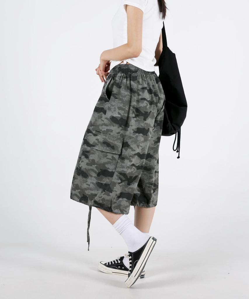 UMM Women'S Elastic Waist Camo Wide Bermuda Shorts 2 Colors