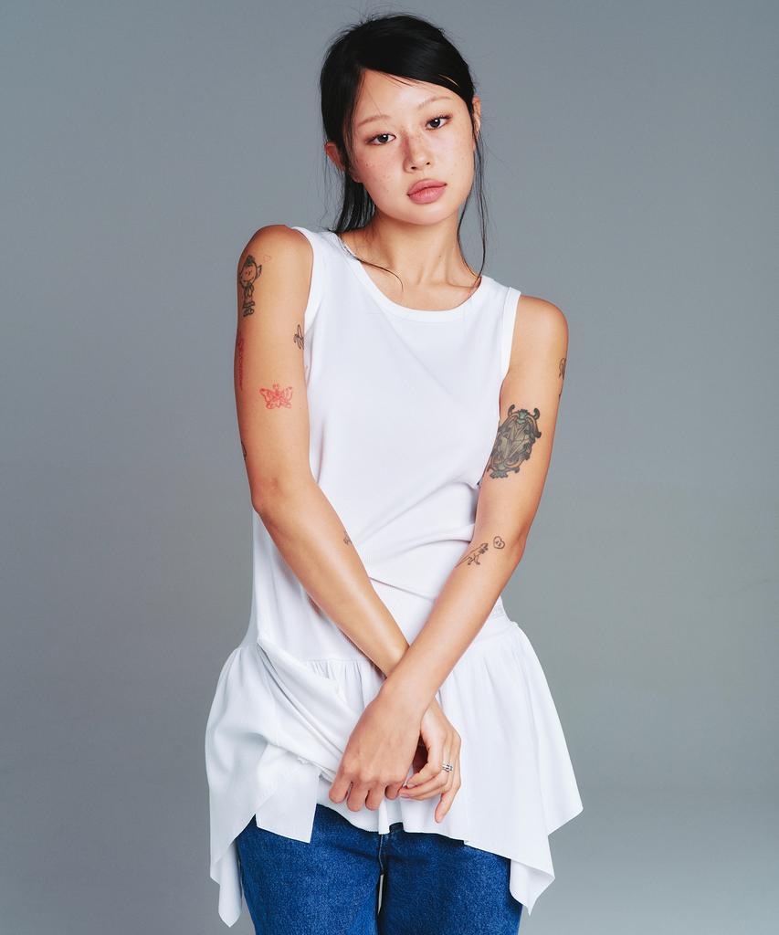 Ames Worldwide Classic Shirring Sleeveless Dress White