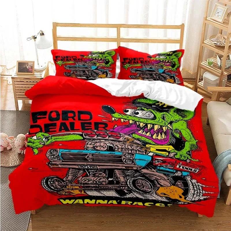 Rat Fink Fashion Digital Printing Bedding Set Duvet Cover Comforter Bed Single Twin Full Queen Youth Kids Girl Boys Gift