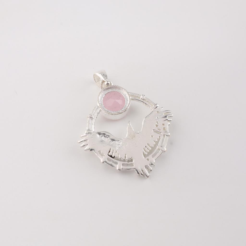 Rose Chalcedony Gemstone 925 Sterling Silver Jewelry Chain Pendant 1.43" For her CP-38-20