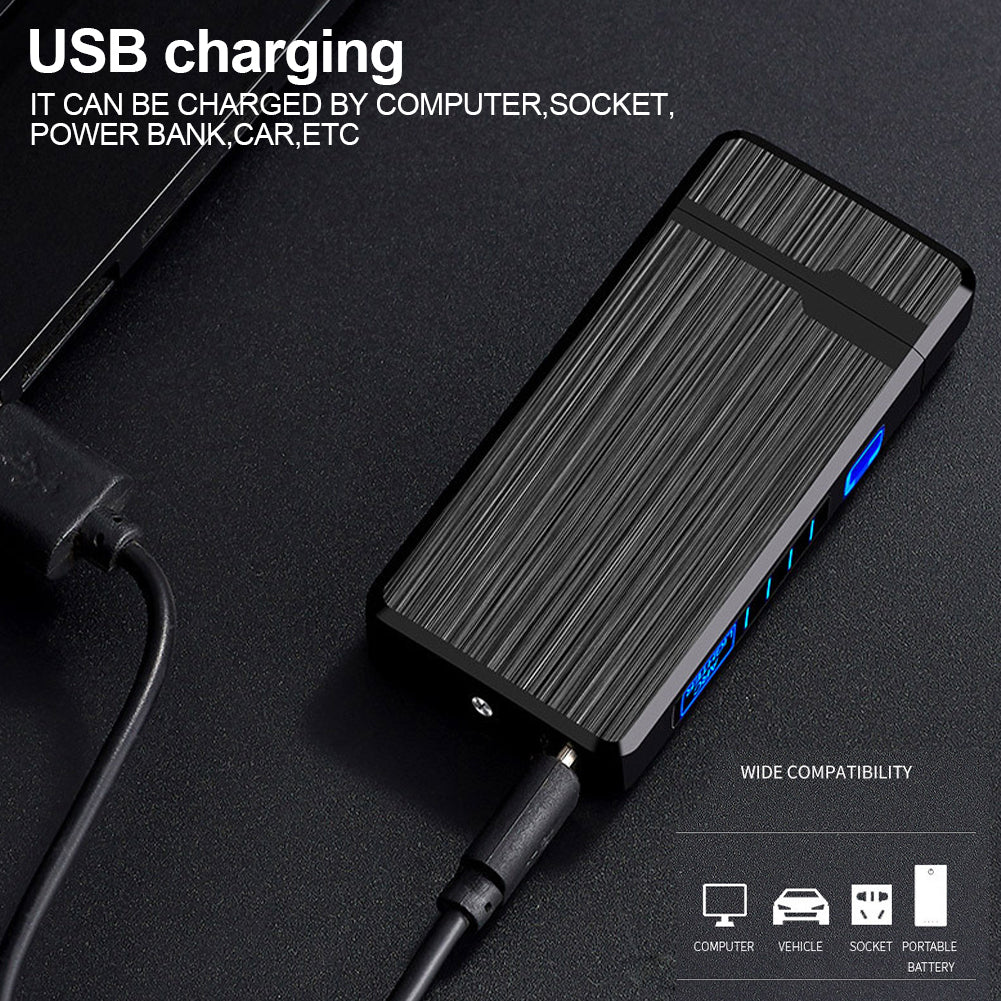1Pc New Windproof Metal USB Lighter Torch Lighter Jet Dual Plasma Arc Lighter Gas Electric Butane Chargeable Pipe Cigar Lighter