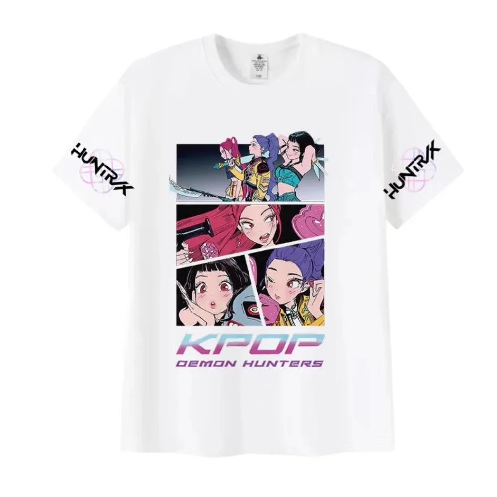 Anime K-pop Demon Hunters Movies Graphic T Shirt Vintage Harajuku Fashion Cotton Short Sleeve T-Shirts Streetwear