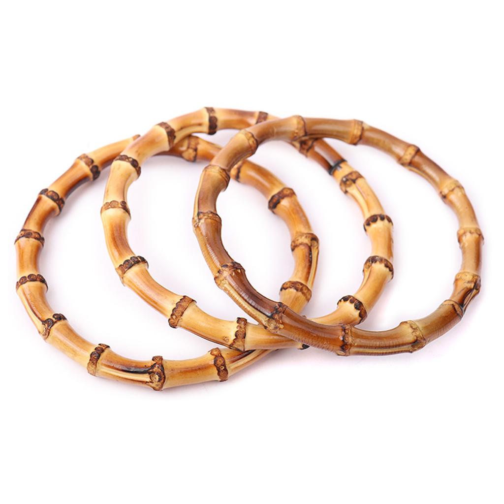 Flat Round Shape Bag Purse Handle Practical Bamboo Bag Handle DIY Handle Replacements for Handmade Beach-Bag Purse Bag