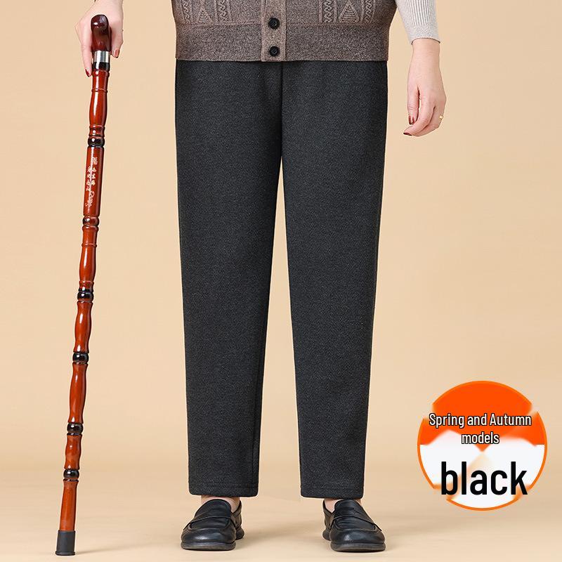 Mom's New Style Plus Size Spring & Autumn Loose Pants for Middle-aged & Elderly Women - Thick Velvet for Fall & Winter