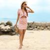 YYFS Women's Fashion Summer Spring Floral Print Short Sleeve V-Neck High Waist Casual Dresses
