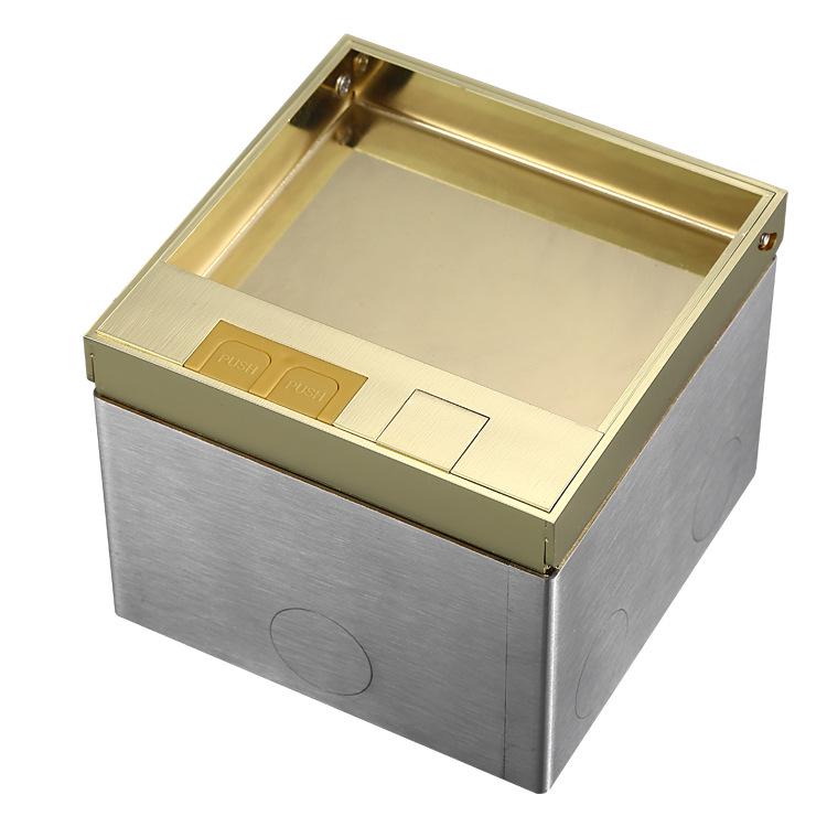 Gold Concealed Euro Floor Socket with USB Charging, Stainless Steel Flush Design