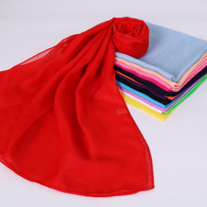 Luxury Chiffon Silk Scarf Spring Summer Scarf Women Head Scarf Beach Shawls Bandana Headband Muslim Hijabs Black Scarf/Scarves