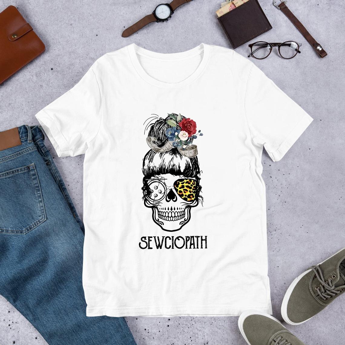 Sewciopath Skull Mom Sewing Quilting Tshirt S разноцветный