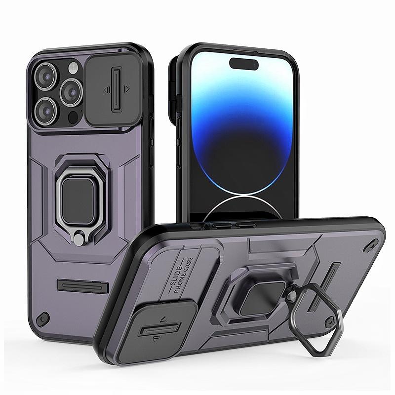 Shockproof Armor Slide Camera Case For iPhone 16 15 14 13 Pro Max Plus Cover Lens Protect Magnetic Ring Stand Holder Funda Coque