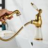 Rose Gold Bathroom Basin Faucets Jade Washroom Basin Sink Tap Mixer Hot Cold Faucet Pull Out Sink Faucet