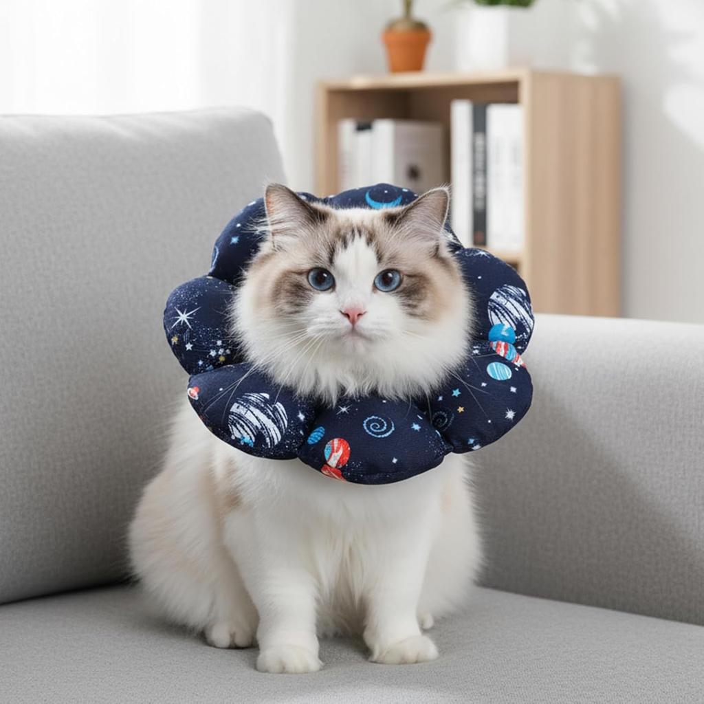 Cat Cone Collar Soft Waterproof Cat Recovery Collar Protective Adjustable Cones to Stop Licking After Surgery Cute Pet Pillow for Small Animal Cats