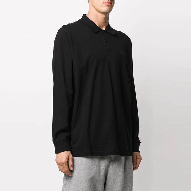 Y-3 FW21 Solid Color Long Sleeve Polo Shirt Men Tops Black GK4553