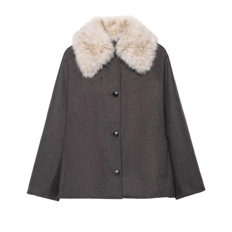 European & American Women s Fashion Faux Fur Collar Jacket Extra Small