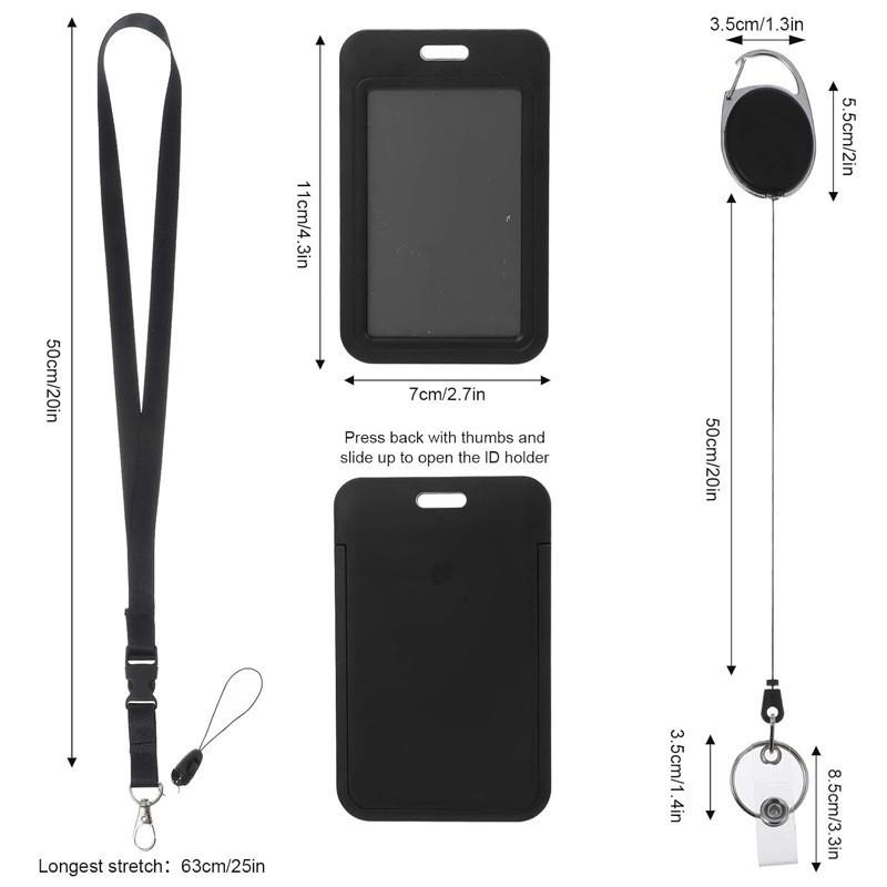 Retractable Card Holder Badge Clip with Detachable Lanyard Badge Reel Keychain Cruise Card Holder