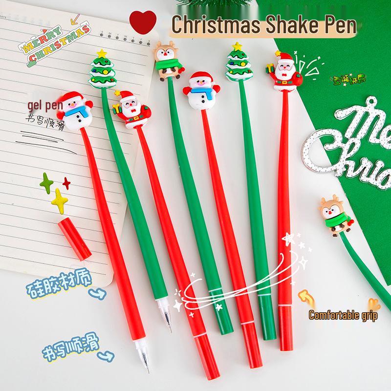 Cute Christmas Cartoon Silicone Shaker Gel Pen - Student Stationery Gift