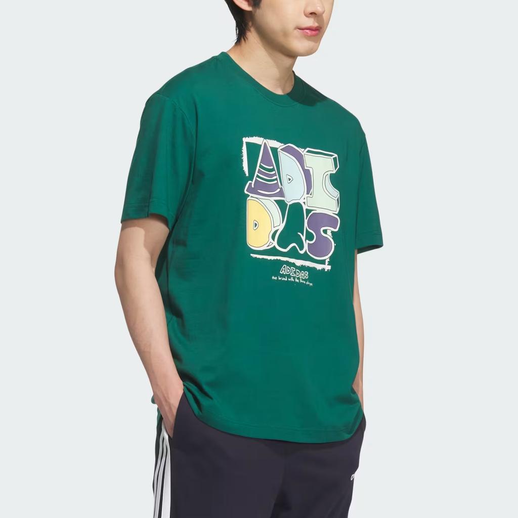 Adidas SS25 Value Range Gfx Fashion Simple Round Neck Short Sleeve T-Shirt Men Tops University-Green KB2830