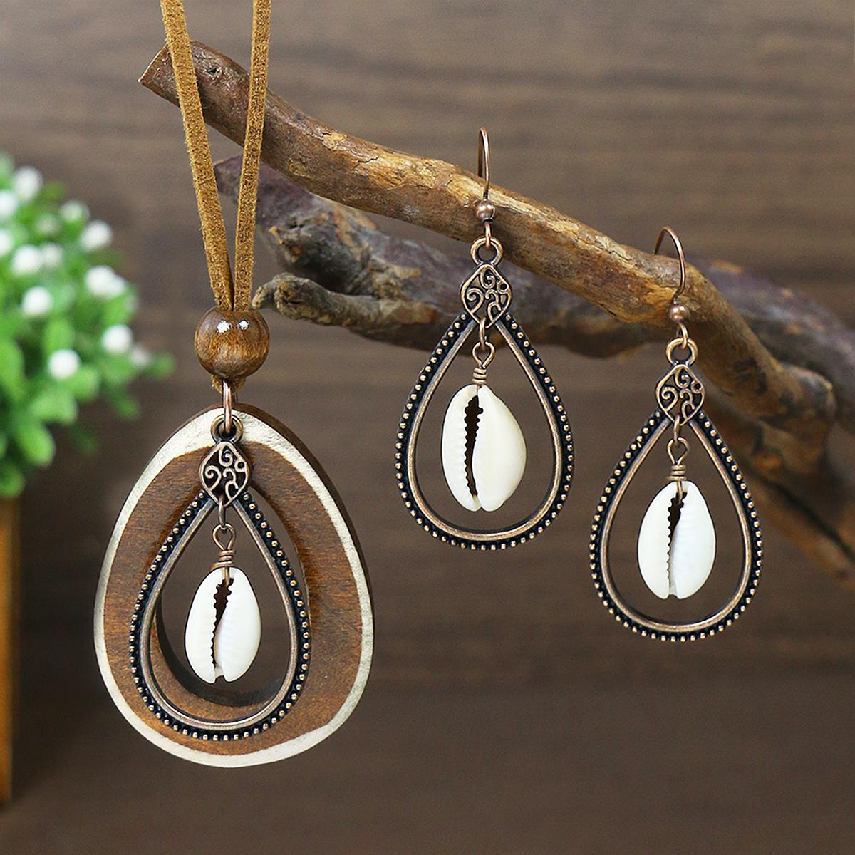 

Бохо Женский Модный Циркониевый Набор Серьги в форме капли воды Подвеска Ожерелье Классический Модный Аксессуар Подарок Вечеринка