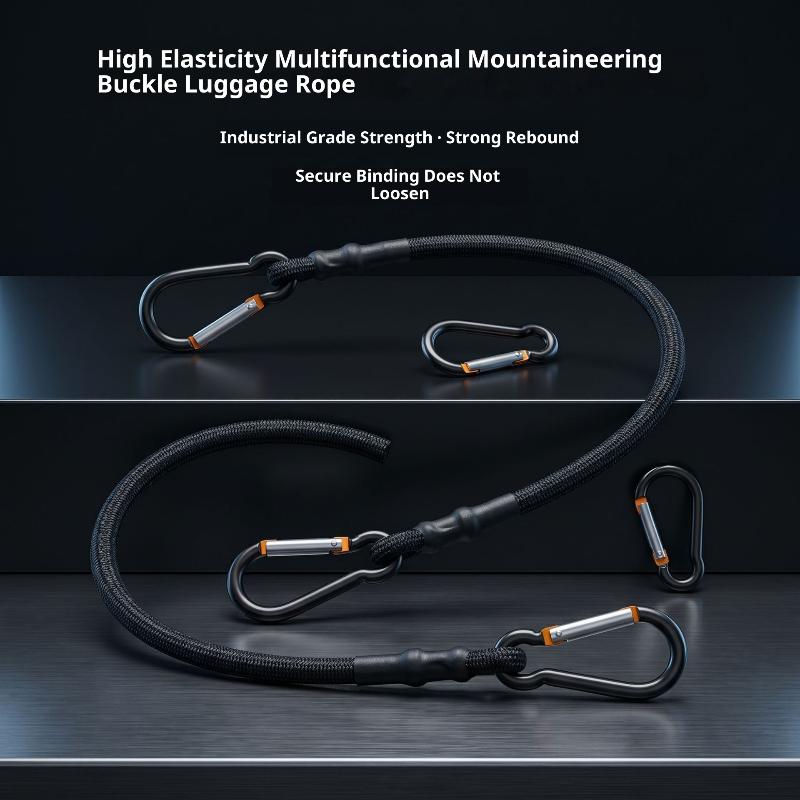 Outdoor Travel Luggage Packing Ropes Luggage Packing Ropes Elastic Tie Strap String Carabiner Hooks Motor Cycling Ropes
